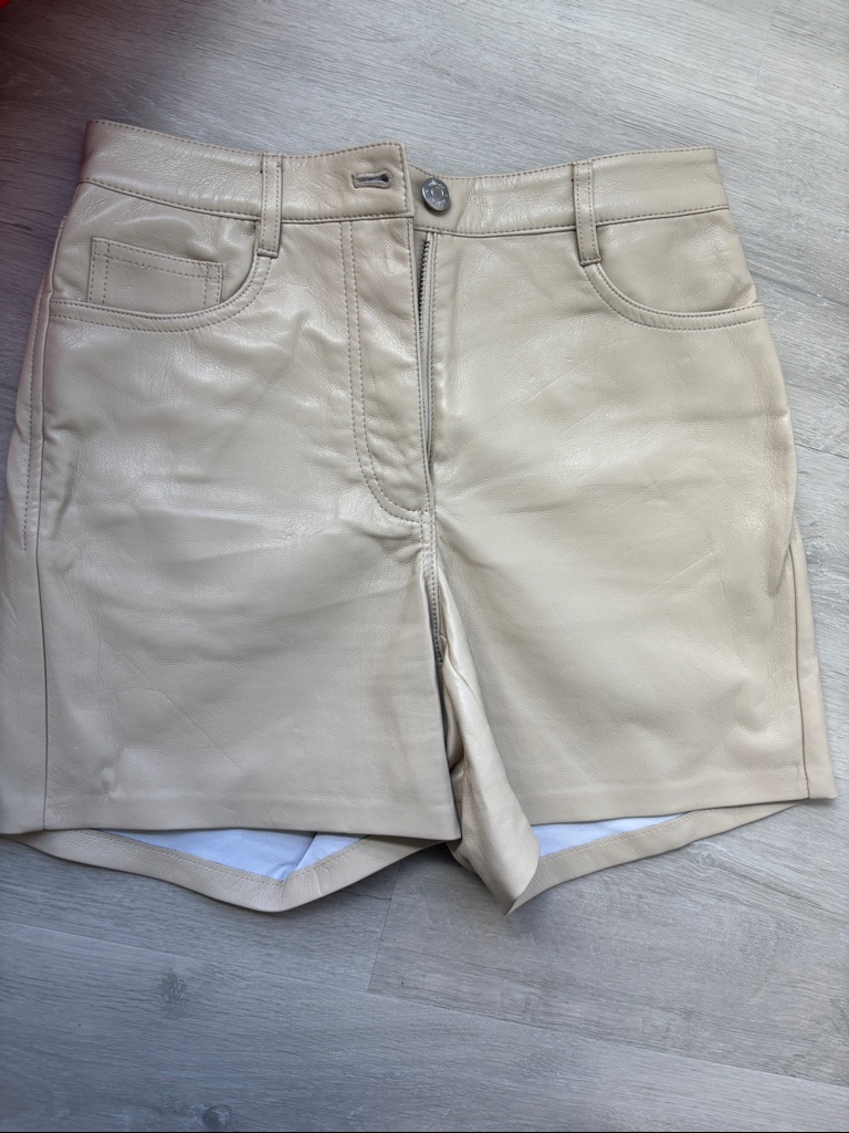 Wilfred Cream Faux Leather High-Waist Shorts